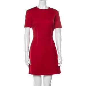 NWT Carven Holiday Red 100% Wool short sleeve crewneck A-line dress size 6 FR40
